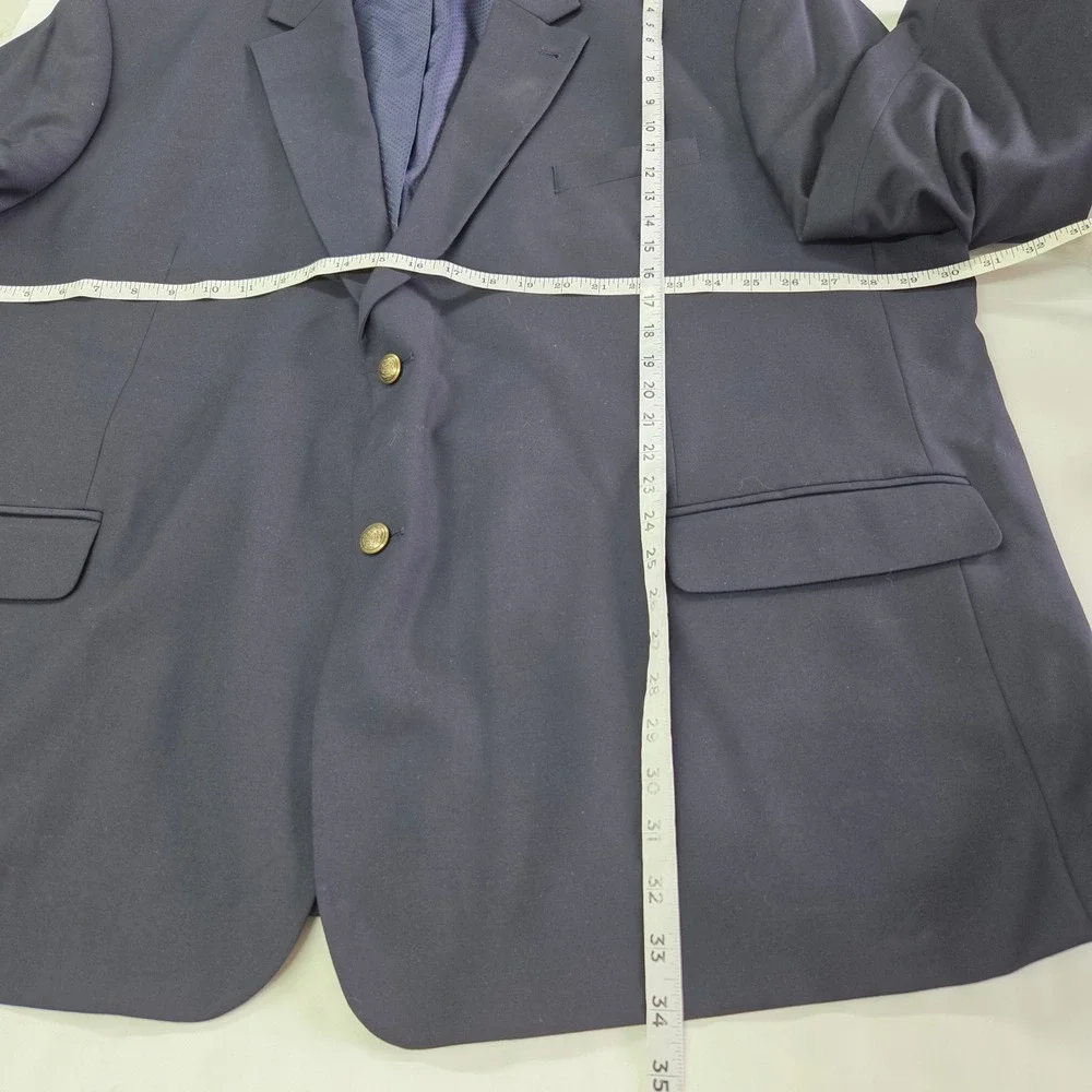 GS Perfect Fit Blazer Men 58L Navy Blue Two Button Gold Crest Buttons Sport Coat